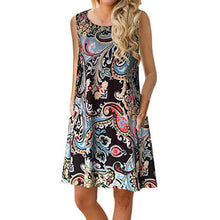 Load image into Gallery viewer, O-Neck Sleeveless Printed Mini Dresses Women Casual Loose Breathable Vintage Elegant Party Dress Summer Beach Dress Vestidos New