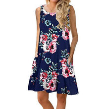 Load image into Gallery viewer, O-Neck Sleeveless Printed Mini Dresses Women Casual Loose Breathable Vintage Elegant Party Dress Summer Beach Dress Vestidos New