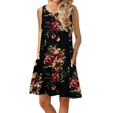 Load image into Gallery viewer, O-Neck Sleeveless Printed Mini Dresses Women Casual Loose Breathable Vintage Elegant Party Dress Summer Beach Dress Vestidos New