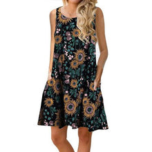 Load image into Gallery viewer, O-Neck Sleeveless Printed Mini Dresses Women Casual Loose Breathable Vintage Elegant Party Dress Summer Beach Dress Vestidos New