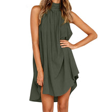 Load image into Gallery viewer, Sexy Strap Casual Mini Dresses Women Solid Irregular Loose Sleeveless Halter Ladies Dress Draped Plus Size Vestidos Summer New