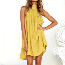 Load image into Gallery viewer, Sexy Strap Casual Mini Dresses Women Solid Irregular Loose Sleeveless Halter Ladies Dress Draped Plus Size Vestidos Summer New