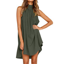 Load image into Gallery viewer, Sexy Strap Casual Mini Dresses Women Solid Irregular Loose Sleeveless Halter Ladies Dress Draped Plus Size Vestidos Summer New