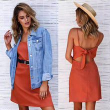 Load image into Gallery viewer, Sexy Spaghetti Strap Backless Mini Dress Women Solid Sleeveless Casual Beach Dresses Womens Sling Summer Sexy Slim Party Dress