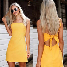 Load image into Gallery viewer, Sexy Spaghetti Strap Backless Mini Dress Women Solid Sleeveless Casual Beach Dresses Womens Sling Summer Sexy Slim Party Dress
