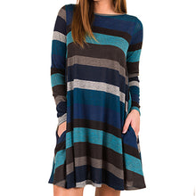 Load image into Gallery viewer, Striped A Line Loose Dress Women Plus Size Dress Female Office Work Wear Elegant Womens Dresses Vestidos Ladies Tops Autumn New