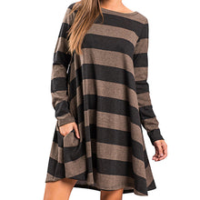 Load image into Gallery viewer, Striped A Line Loose Dress Women Plus Size Dress Female Office Work Wear Elegant Womens Dresses Vestidos Ladies Tops Autumn New
