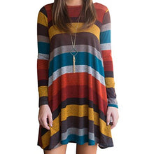 Load image into Gallery viewer, Striped A Line Loose Dress Women Plus Size Dress Female Office Work Wear Elegant Womens Dresses Vestidos Ladies Tops Autumn New