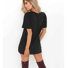 Load image into Gallery viewer, Women Short Sleeves Loose Shirt Dress Womens Solid Color Loose Above Knee Dress Female V-neck Cotton Autumn Casual Dress New