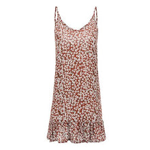 Load image into Gallery viewer, Sexy Print Ruffles Mini Dresses Women Summer Casual Deep V-Neck Above Knee Dress Female Fashion Loose Straight Beach Dress New