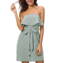 Load image into Gallery viewer, Sexy Off Shoulder Dresses Women Ruffled Backless  Dress Summer Casual A-line Office Dress Elastic Lace Up Elegant Yellow Dresses