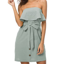 Load image into Gallery viewer, Sexy Off Shoulder Dresses Women Ruffled Backless  Dress Summer Casual A-line Office Dress Elastic Lace Up Elegant Yellow Dresses
