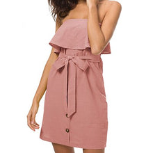 Load image into Gallery viewer, Sexy Off Shoulder Dresses Women Ruffled Backless  Dress Summer Casual A-line Office Dress Elastic Lace Up Elegant Yellow Dresses