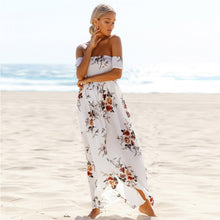 Load image into Gallery viewer, 2018 Printed Dress Women Bohemia Off Shoulder Summer Dresses Chiffon Beach Maxi Dress Women'S Sexy Plus Size Stretch Vestidos