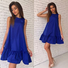 Load image into Gallery viewer, Sexy Solid O-Neck Sleeveless Vest Dresses Women Summer Stitching High Waist Fashion Irregular Hem Party Dress Breathable New