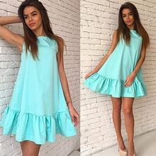 Load image into Gallery viewer, Sexy Solid O-Neck Sleeveless Vest Dresses Women Summer Stitching High Waist Fashion Irregular Hem Party Dress Breathable New