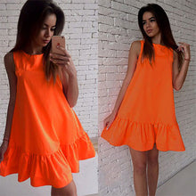 Load image into Gallery viewer, Sexy Solid O-Neck Sleeveless Vest Dresses Women Summer Stitching High Waist Fashion Irregular Hem Party Dress Breathable New
