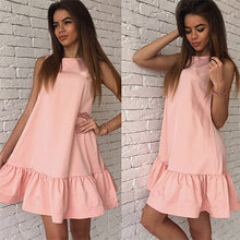 Load image into Gallery viewer, Sexy Solid O-Neck Sleeveless Vest Dresses Women Summer Stitching High Waist Fashion Irregular Hem Party Dress Breathable New