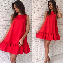 Load image into Gallery viewer, Sexy Solid O-Neck Sleeveless Vest Dresses Women Summer Stitching High Waist Fashion Irregular Hem Party Dress Breathable New